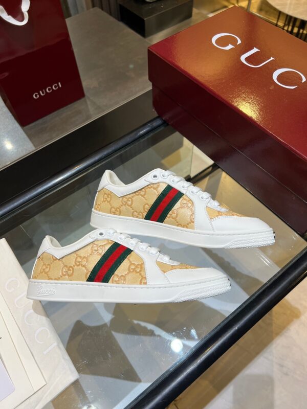 sy_no_56A59C8D3D08C9073598150B8C85E750_4 Gucci MAC80 GG Jacquard & White Leather Sneaker with Web Stripe