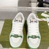 sy_no_56DE7300125705235038A673825D4097_0 Gucci Screener Sneaker in Mint Green Leather & White GG Canvas with Pink Web Stripe