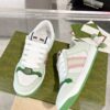 sy_no_56DE7300125705235038A673825D4097_2 Gucci Screener Sneaker in Mint Green Leather & White GG Canvas with Pink Web Stripe