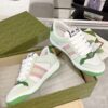 sy_no_56DE7300125705235038A673825D4097_4 Gucci Screener Sneaker in Mint Green Leather & White GG Canvas with Pink Web Stripe