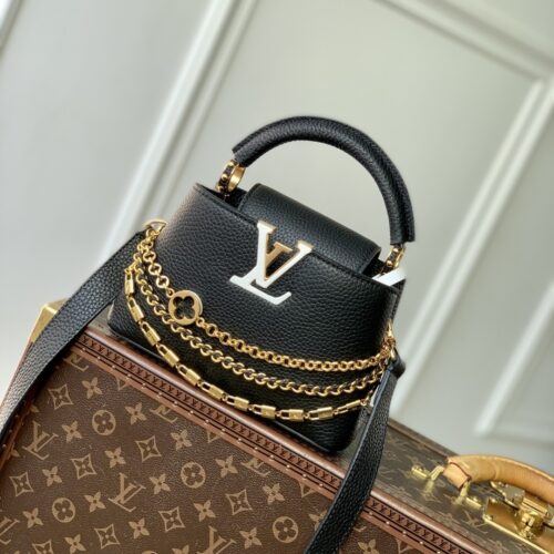 Louis Vuitton (LV) Women's Capucines BB Handbag – Black Chain Shoulder Bag M12345