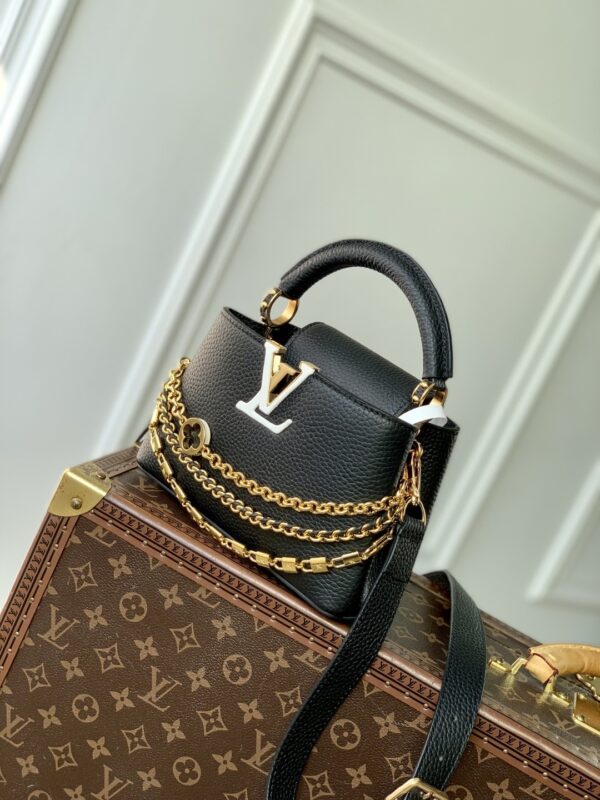 Louis Vuitton (LV) Women's Capucines BB Handbag – Black Chain Shoulder Bag M12345