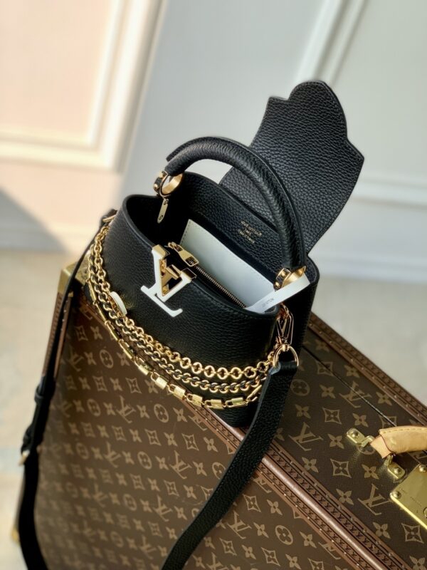 Louis Vuitton (LV) Women's Capucines BB Handbag – Black Chain Shoulder Bag M12345