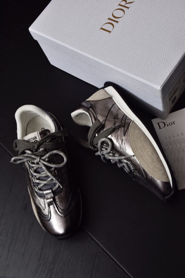 sy_no_57E59CF9310B0E7C95F1F4B2B14ACCA8_1 Dior Gray & Titanium Suede Nylon Retro Running Sneakers