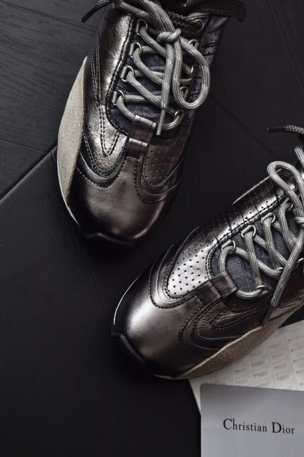 sy_no_57E59CF9310B0E7C95F1F4B2B14ACCA8_3 Dior Gray & Titanium Suede Nylon Retro Running Sneakers