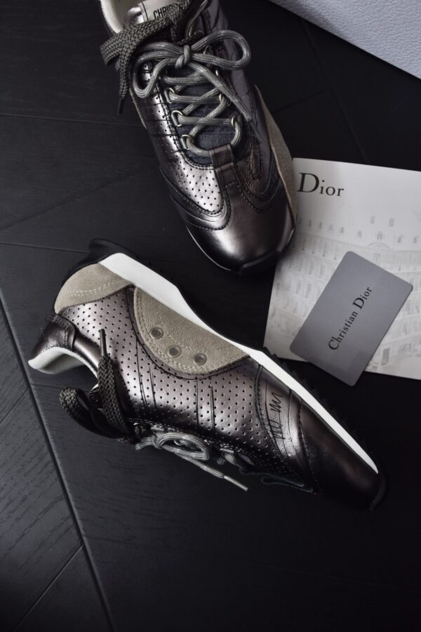 sy_no_57E59CF9310B0E7C95F1F4B2B14ACCA8_4 Dior Gray & Titanium Suede Nylon Retro Running Sneakers