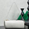 White Leather Cylindrical Underarm Shoulder Bag