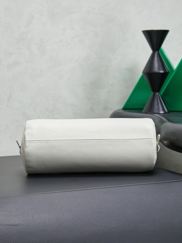White Leather Cylindrical Underarm Shoulder Bag