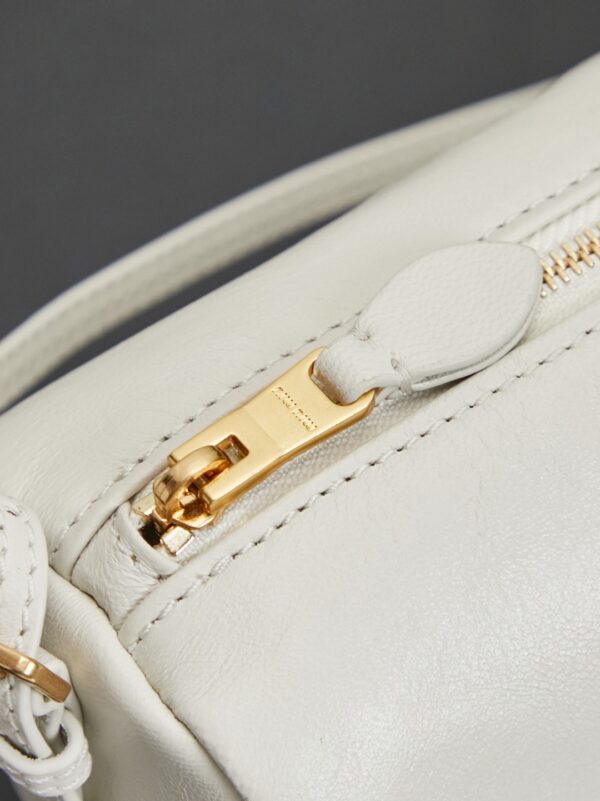 White Leather Cylindrical Underarm Shoulder Bag