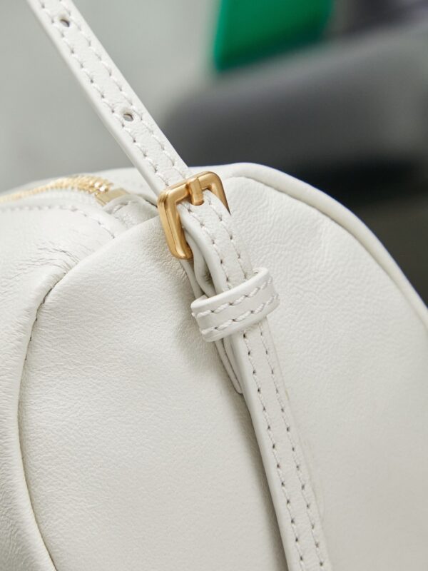 White Leather Cylindrical Underarm Shoulder Bag