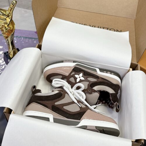 Louis Vuitton LV Skate Mocha Brown & Nude Pink/Beige Retro Skate Sneakers