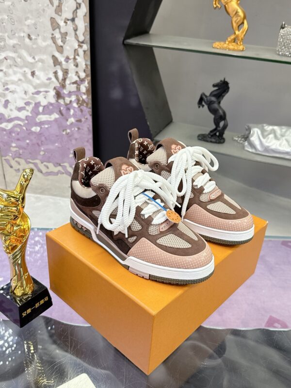 Louis Vuitton LV Skate Mocha Brown & Nude Pink/Beige Retro Skate Sneakers