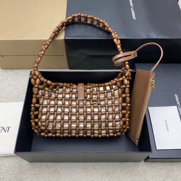 sy_no_591016F42234999BDDD0C1946BA842FF_1 YSL LE 5A7 Medium Hobo Bag – Brown Wood Beads & Gold