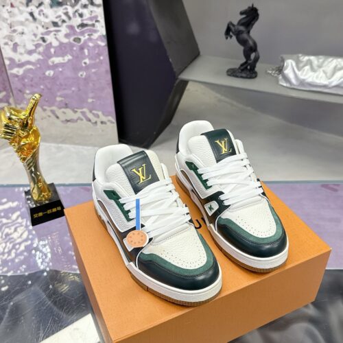 sy_no_59D010A6B0A93FF51F9E8D5FF7FDEC4B_0 Louis Vuitton LV Trainer Maxi Forest Green & White Sneakers