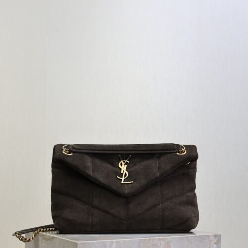 YSL Loulou 29cm Shoulder Bag – Dark Green Suede