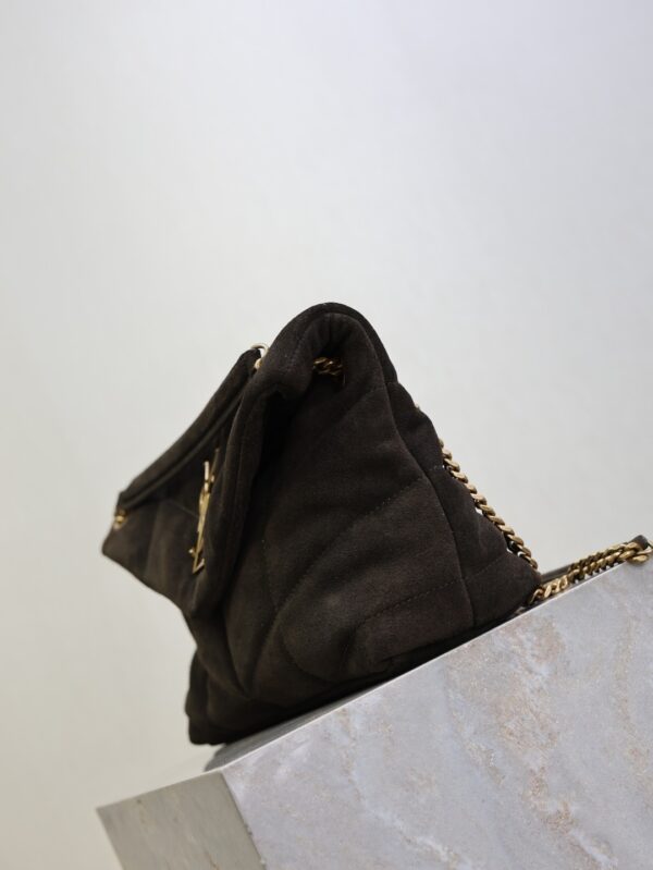 sy_no_5A2E5B22A6DD778CD56178B3EC68A342_3 YSL Loulou 29cm Shoulder Bag – Dark Green Suede