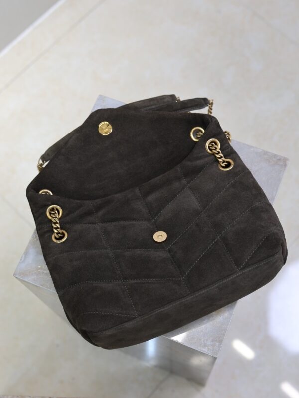 sy_no_5A2E5B22A6DD778CD56178B3EC68A342_5 YSL Loulou 29cm Shoulder Bag – Dark Green Suede