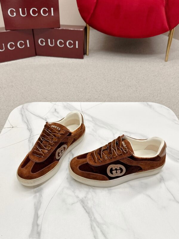 sy_no_5A96F1B76C963F3B25870DB3C7B21D98_5 Gucci B Sneaker in Brown Velvet & Suede