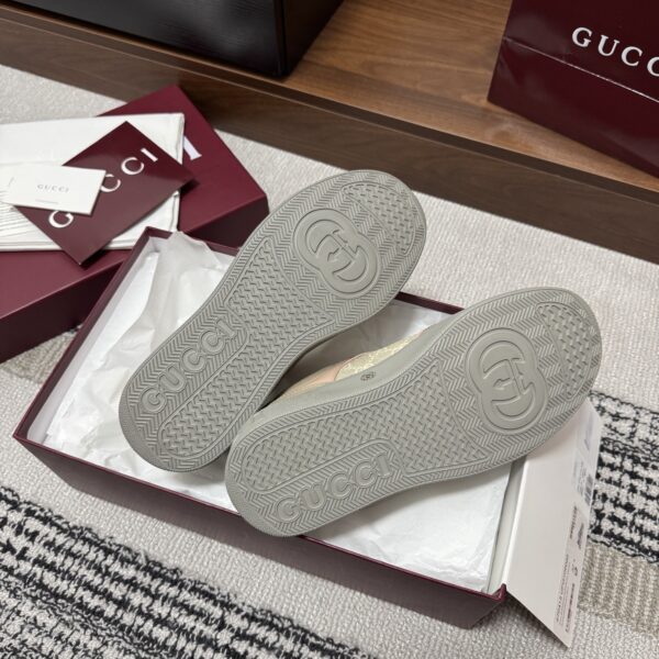sy_no_5BD8B64E4AFA219AD1CE7660ED949419_8 Gucci Re-Web Sneaker in Beige GG Canvas with Tan/Pink Leather Trim & Grey Sole