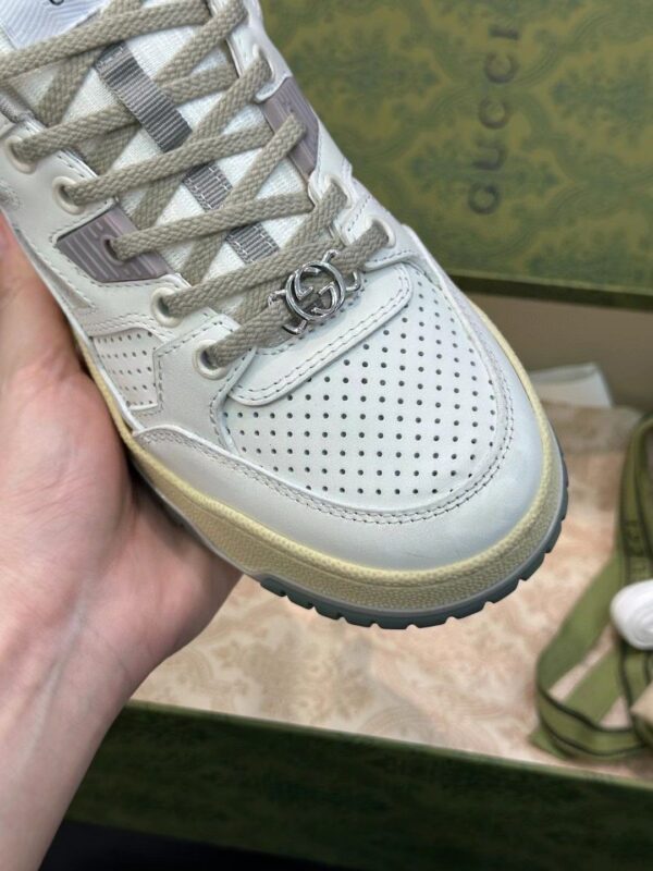Gucci Retro Leather Sneaker in Off-White & Sage Green