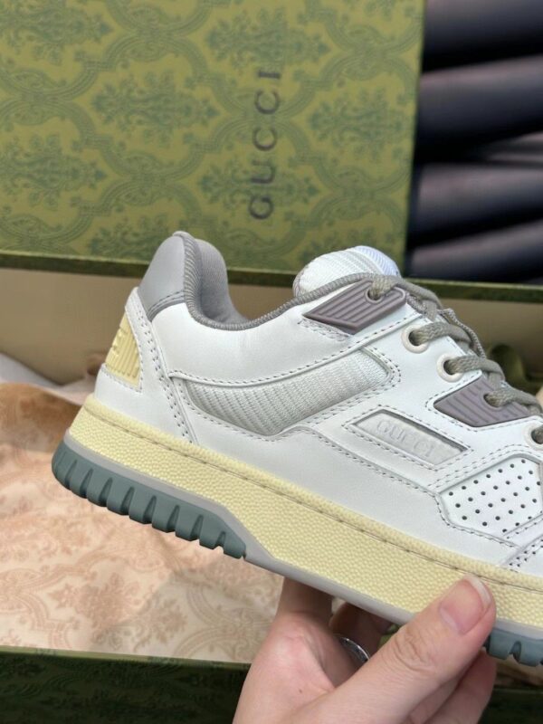 Gucci Retro Leather Sneaker in Off-White & Sage Green