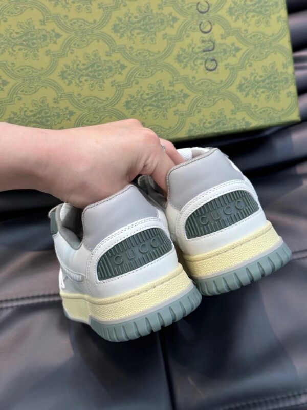 Gucci Retro Leather Sneaker in Off-White & Sage Green
