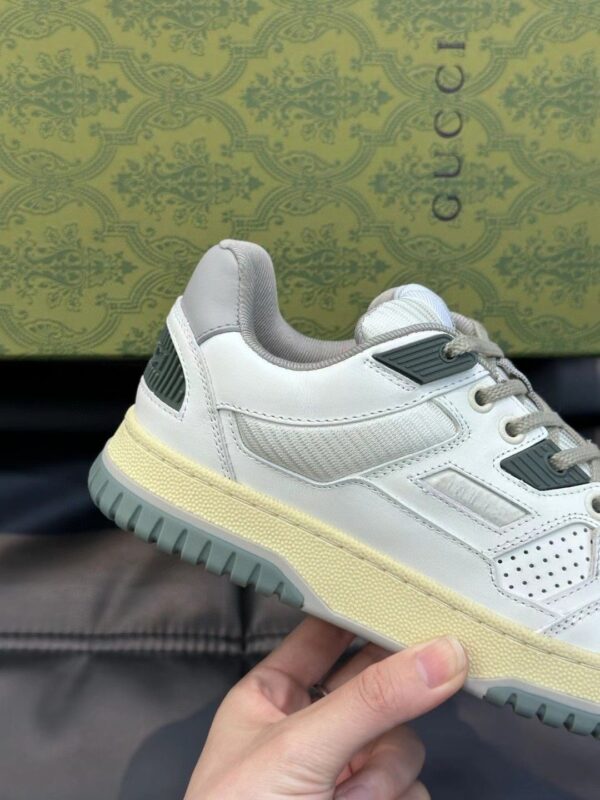 Gucci Retro Leather Sneaker in Off-White & Sage Green