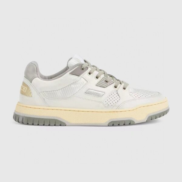 Gucci Retro Leather Sneaker in Off-White & Sage Green