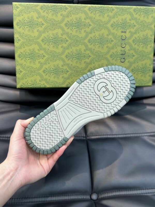 Gucci Retro Leather Sneaker in Off-White & Sage Green