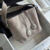 sy_no_5C6935761BE8999913784C4475DFF86B_1 Taupe Suede Quilted Drawstring Bucket Bag