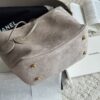 sy_no_5C6935761BE8999913784C4475DFF86B_5 Taupe Suede Quilted Drawstring Bucket Bag