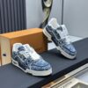Blue Monogram Denim Low-Top Retro Sneakers