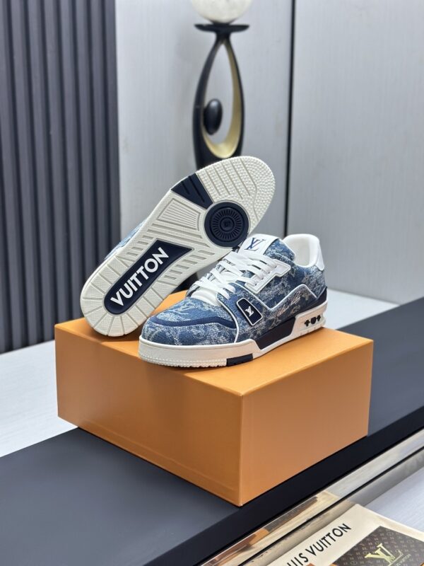 Blue Monogram Denim Low-Top Retro Sneakers