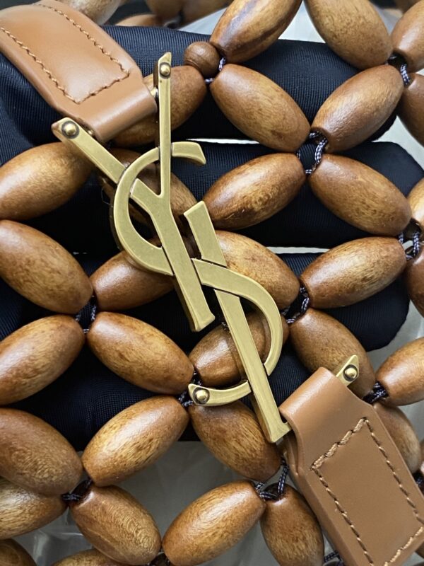 sy_no_5CDE0BD038AEA70C60A3E91DA1960808_5 YSL Brown Wood Bead Woven Bucket Bag