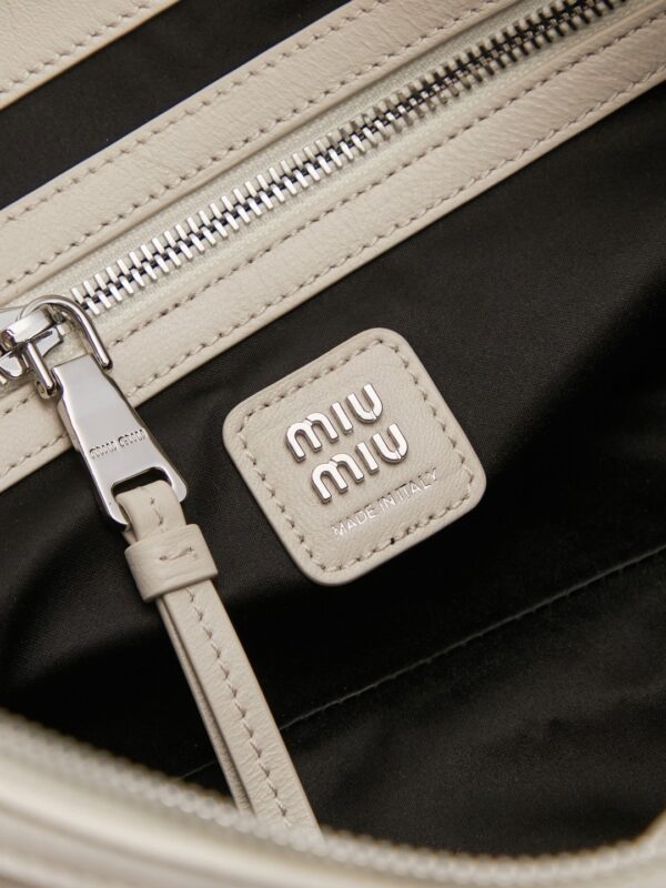 sy_no_5E92FDCC9E82C4E8C60DDB7346D76C7A_5 Chalk White Leather Front-Zip Double-Handle Shoulder Crossbody Bag