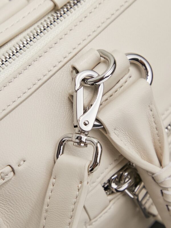 sy_no_5E92FDCC9E82C4E8C60DDB7346D76C7A_8 Chalk White Leather Front-Zip Double-Handle Shoulder Crossbody Bag