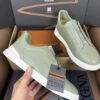 sy_no_5EE6FD2D6F9A674595F8191C7F8E729B_0 Sage Green & Dusty Green Leather Slip-On Sneakers