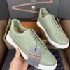 sy_no_5EE6FD2D6F9A674595F8191C7F8E729B_1 Sage Green & Dusty Green Leather Slip-On Sneakers