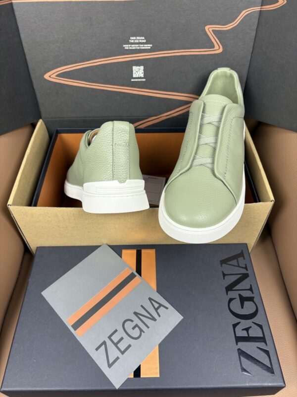 sy_no_5EE6FD2D6F9A674595F8191C7F8E729B_6 Sage Green & Dusty Green Leather Slip-On Sneakers