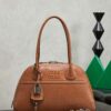 Brown Distressed Lambskin Vivant Bowling Bag