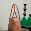 Brown Distressed Lambskin Vivant Bowling Bag