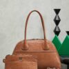 Brown Distressed Lambskin Vivant Bowling Bag
