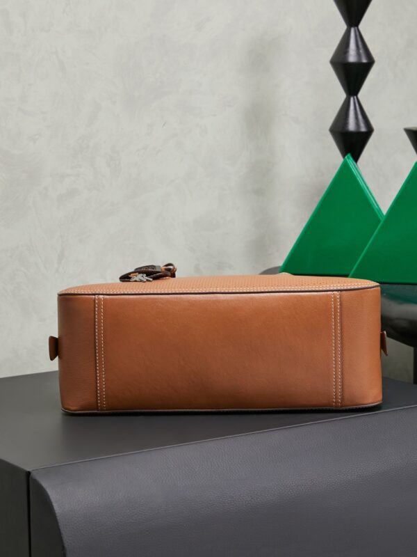 Brown Distressed Lambskin Vivant Bowling Bag
