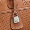Brown Distressed Lambskin Vivant Bowling Bag