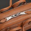 Brown Distressed Lambskin Vivant Bowling Bag