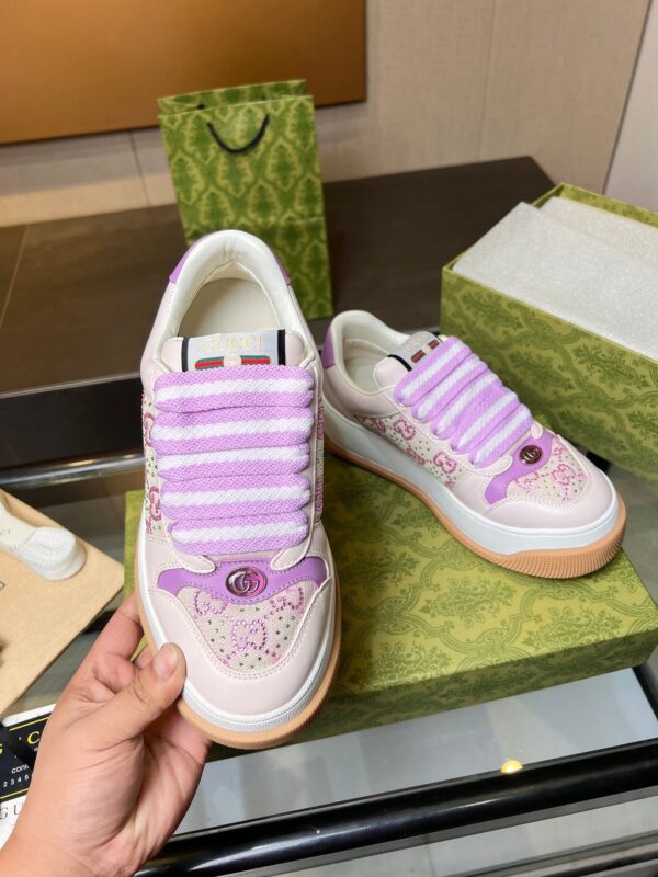 sy_no_610A6312E193639ECD93235F438E77D9_1 Gucci Screener White Leather GG Embossed Chunky Lace Sneaker