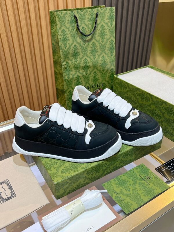 sy_no_610A6312E193639ECD93235F438E77D9_3 Gucci Screener White Leather GG Embossed Chunky Lace Sneaker