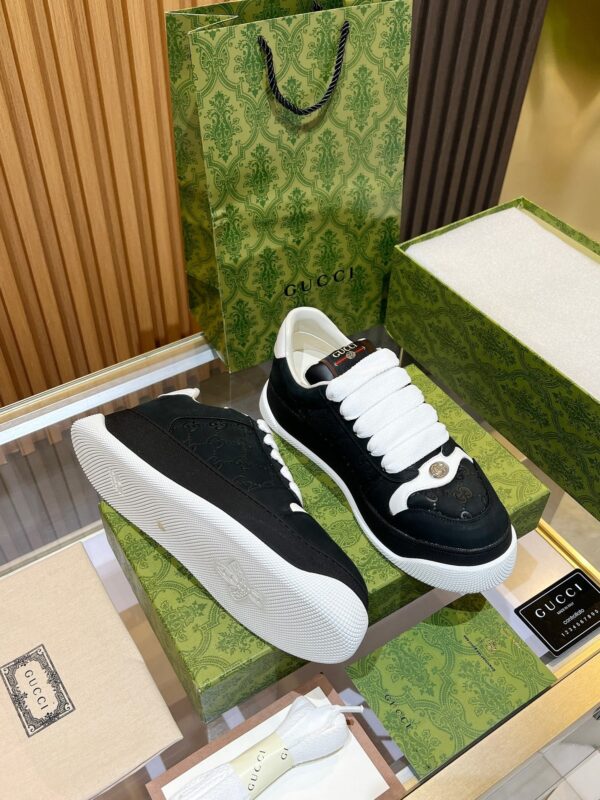 sy_no_610A6312E193639ECD93235F438E77D9_4 Gucci Screener White Leather GG Embossed Chunky Lace Sneaker