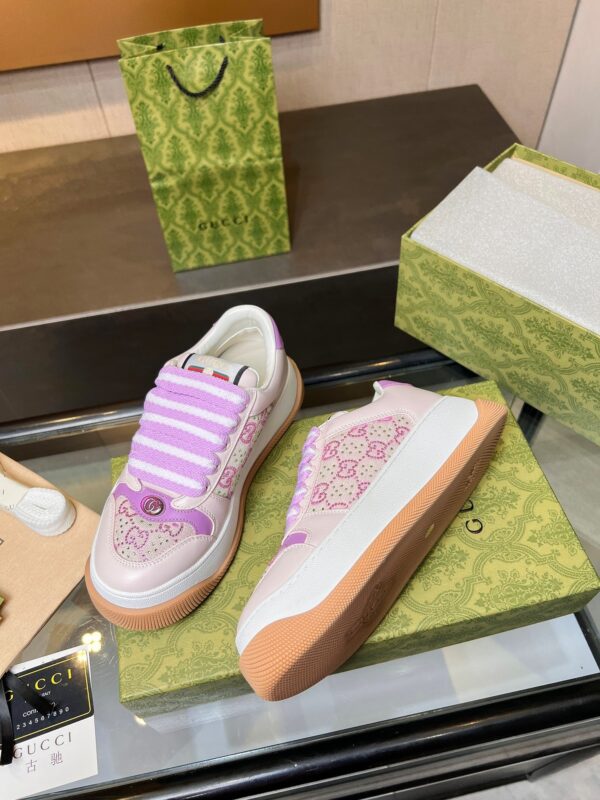 sy_no_610A6312E193639ECD93235F438E77D9_7 Gucci Screener White Leather GG Embossed Chunky Lace Sneaker