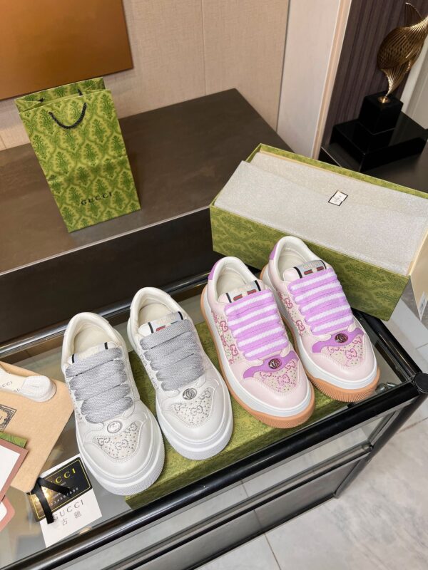 sy_no_610A6312E193639ECD93235F438E77D9_8 Gucci Screener White Leather GG Embossed Chunky Lace Sneaker